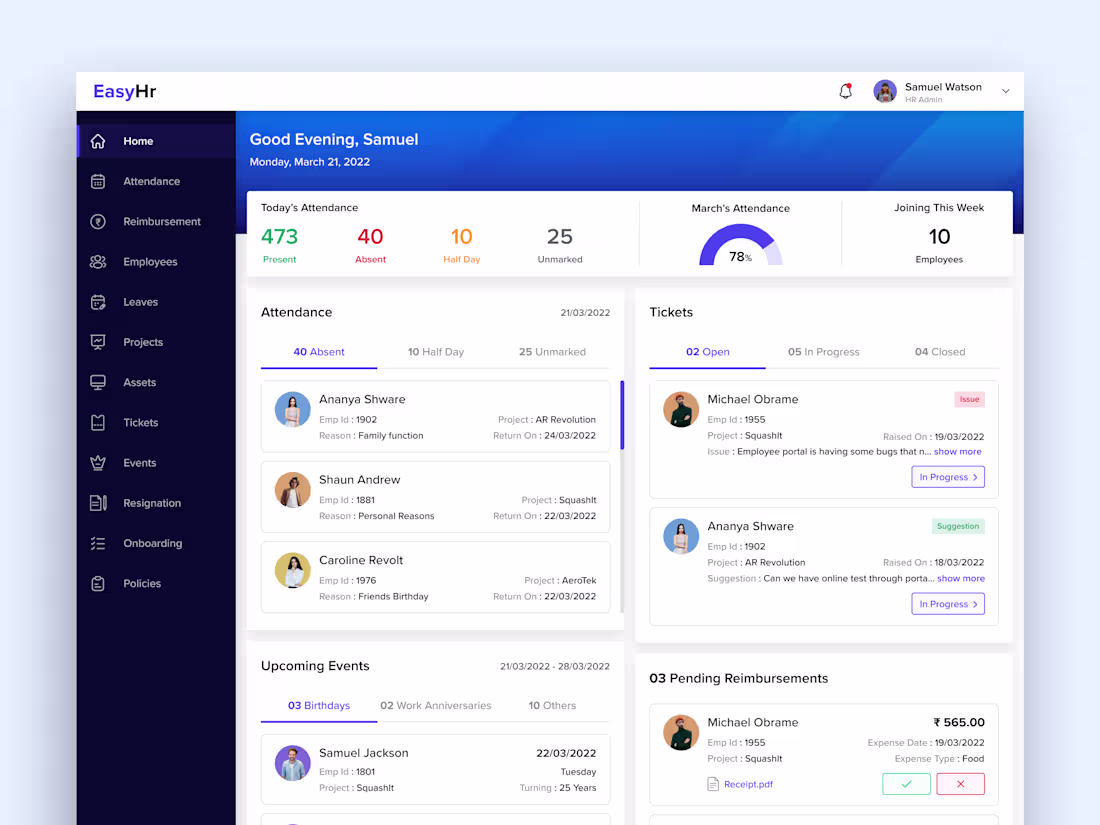 Cover image for HR Portal Dashboard