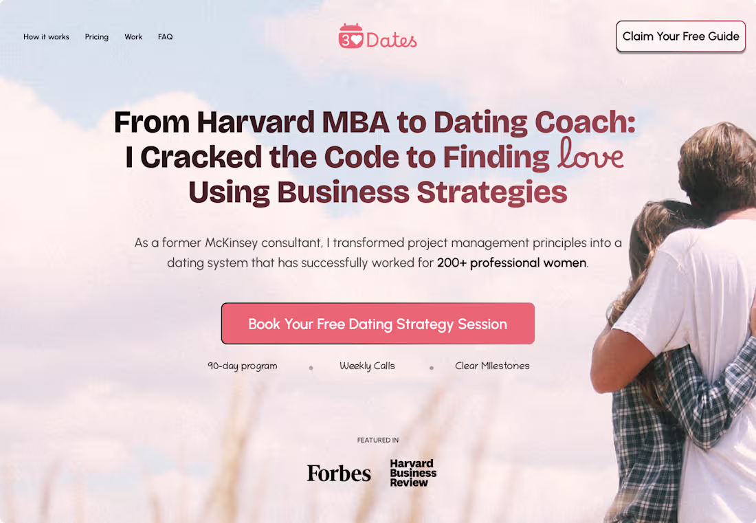 Cover image for Dating Coach Landing Page Hero Section Design