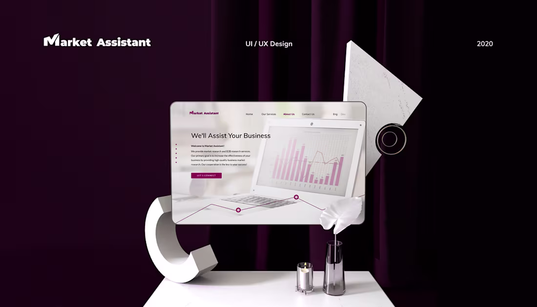 Cover image for Market Assistant landing development, branding, design