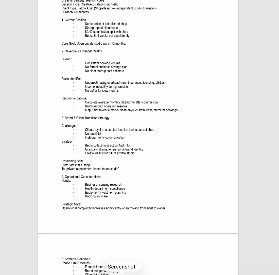 Cover image for Creative Strategy Session with Tattoo