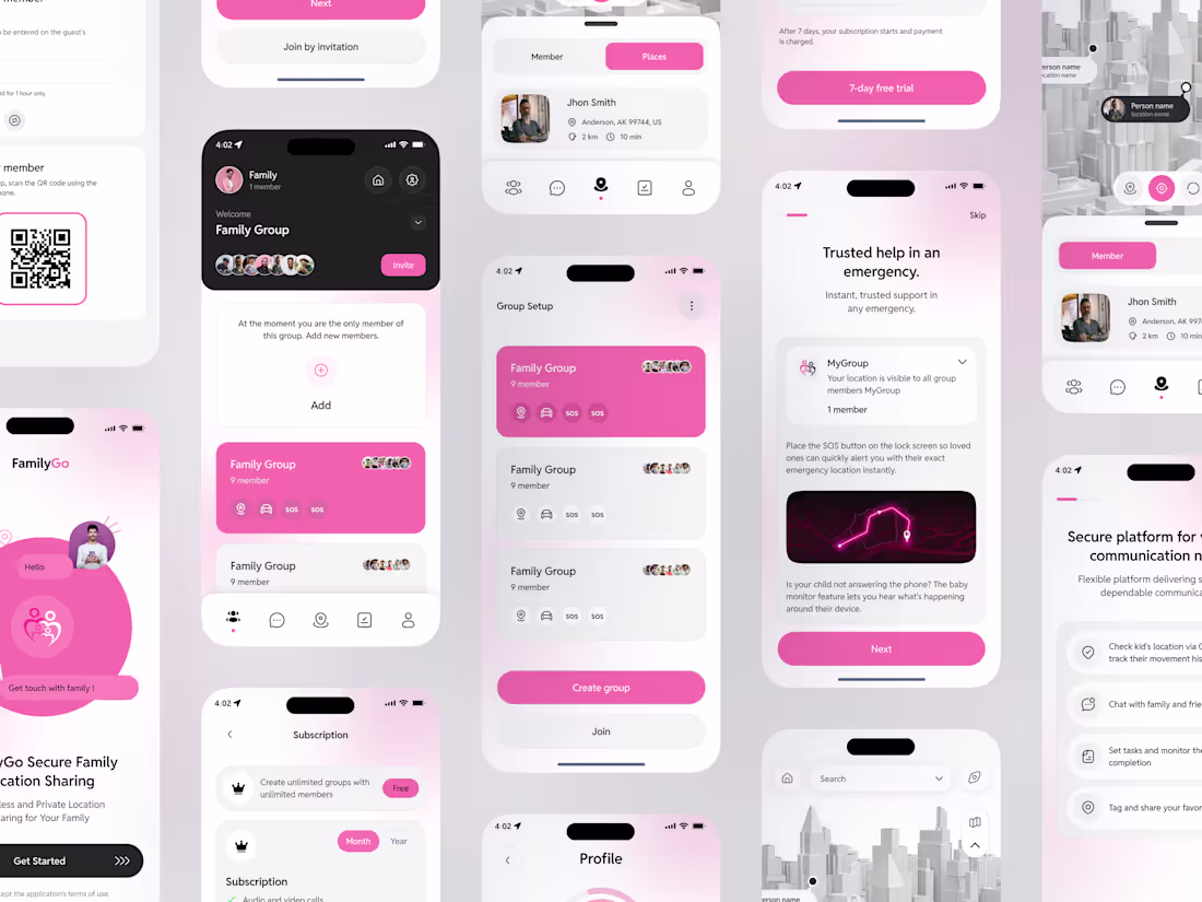Cover image for FamilyGo – Smart & Secure Family Communication UI