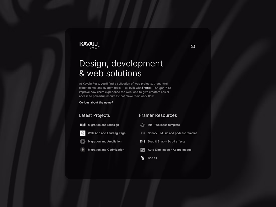 Cover image for Kavaju Resa – A Thoughtful One-Page Playground