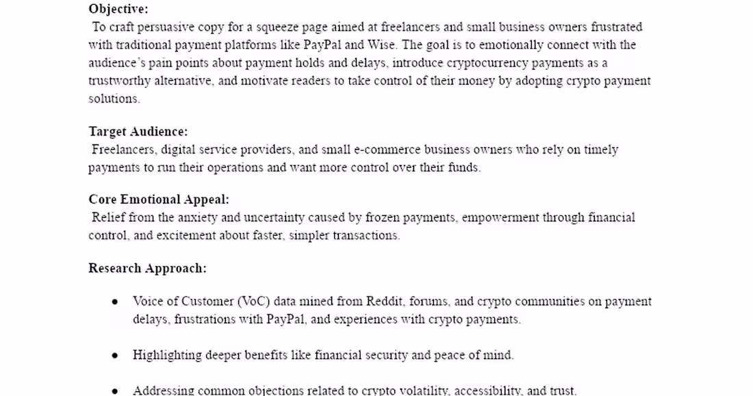Cover image for Squeeze Page Copy for Crypto Payment Alternative