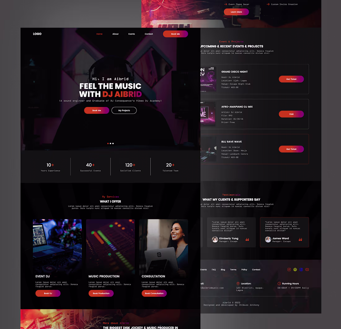 Cover image for Aibrid Music Website Redesign