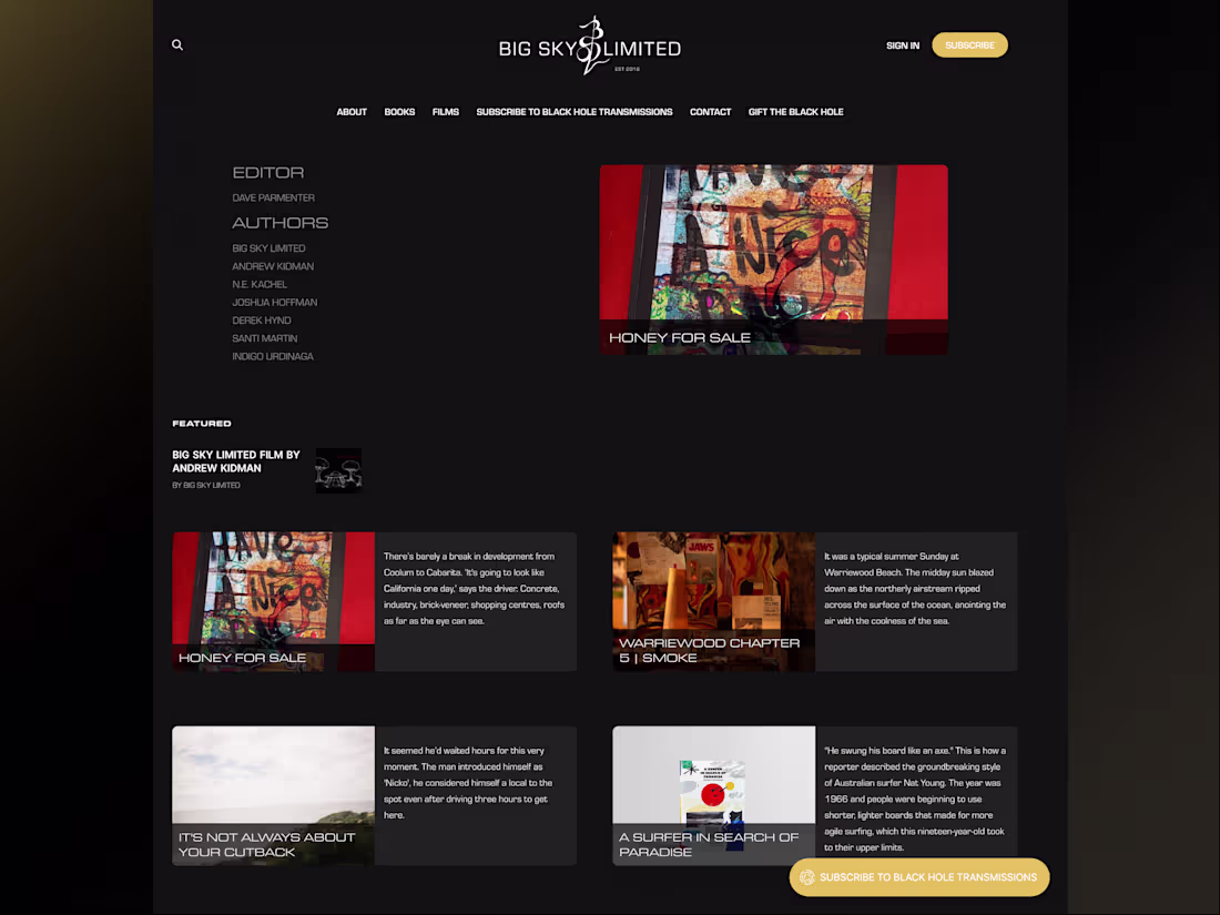 Cover image for Big Sky Limited — Custom Ghost Theme