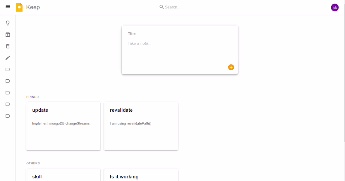 Cover image for Google Keep clone