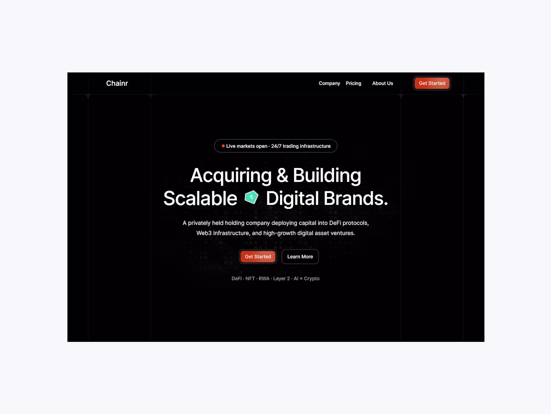 Cover image for chainr hero done at velora[.]studio
