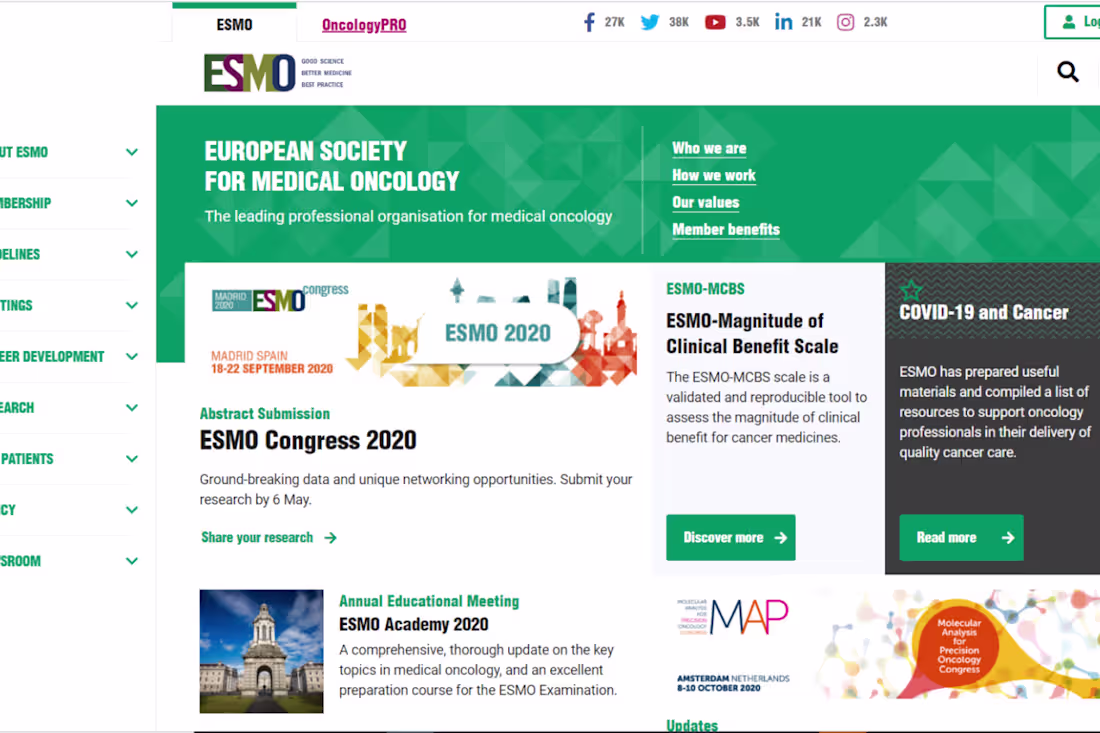 Cover image for ESMO New Websites