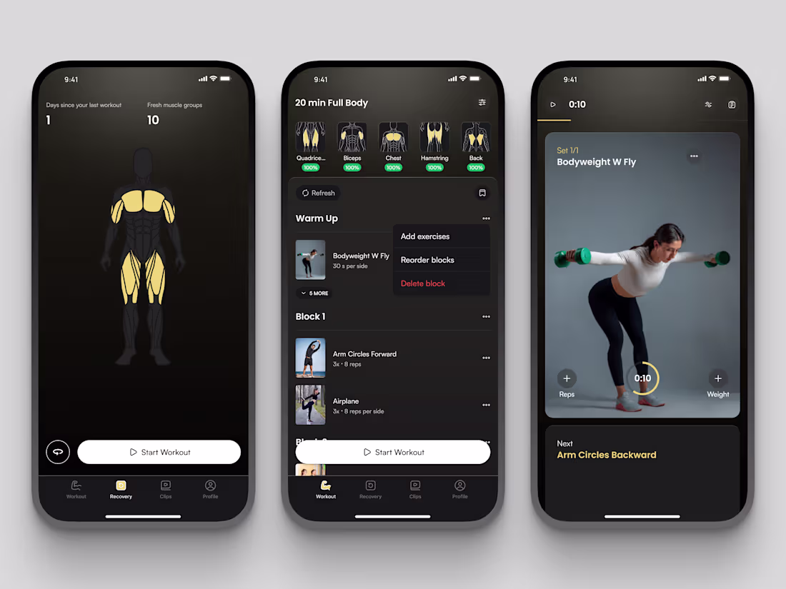 Cover image for Fitness App Design Designed for mobile, it has clean aesthet...