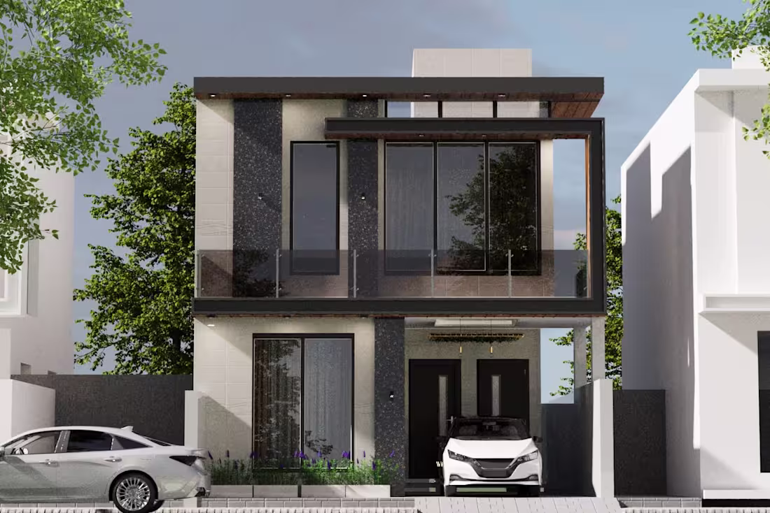 Cover image for Monochrome Elegance: Modern 5 Marla Home Design