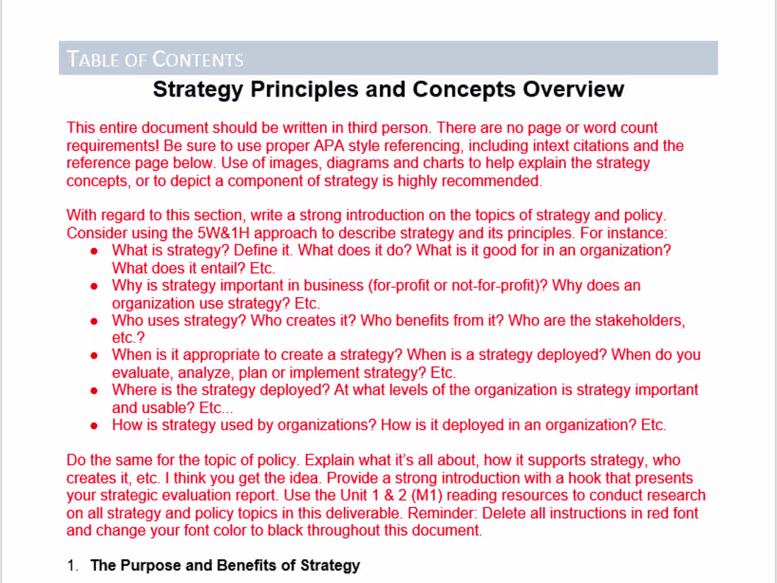 Cover image for Developing a Strategic Evaluation Report for an organization