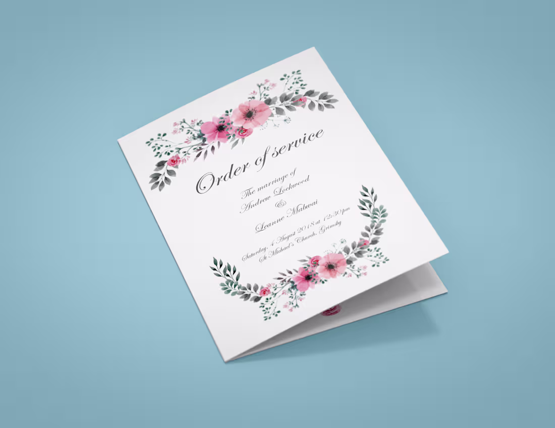 Cover image for Wedding Order of service