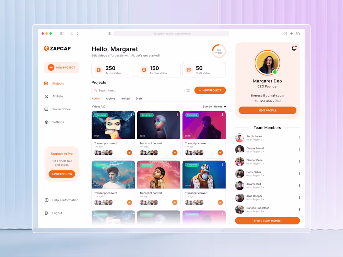 Cover image for AI-Powered Video Editing Dashboard – ZAPCAP