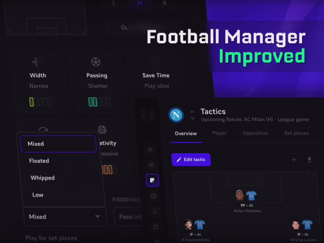 Cover image for Football Manager Improved - UI/UX Design