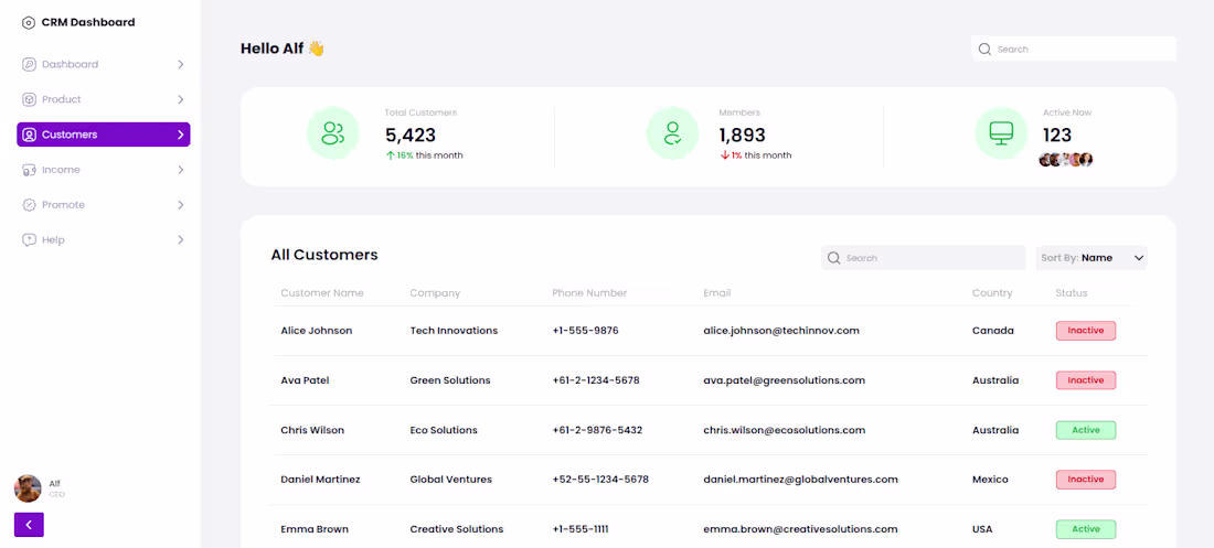 Cover image for CRM Dashboard Development