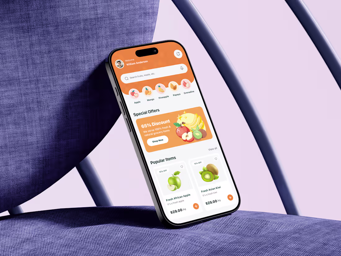 Cover image for This grocery delivery mobile app home screen was designed by...