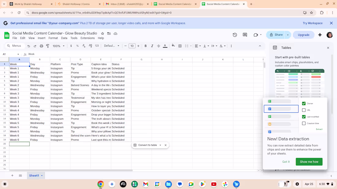 Cover image for 6-week Instagram content calendar created