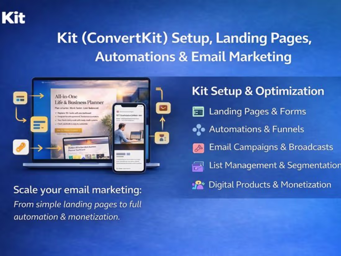 Cover image for Kit Setup, Landing Pages, Automations & Email Marketing