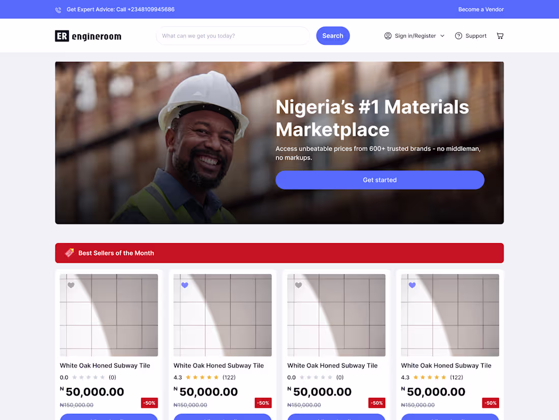 Cover image for E-commerce web application for EngineRoom