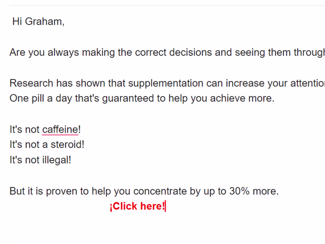 Cover image for Brain Supplement Sales E-mail