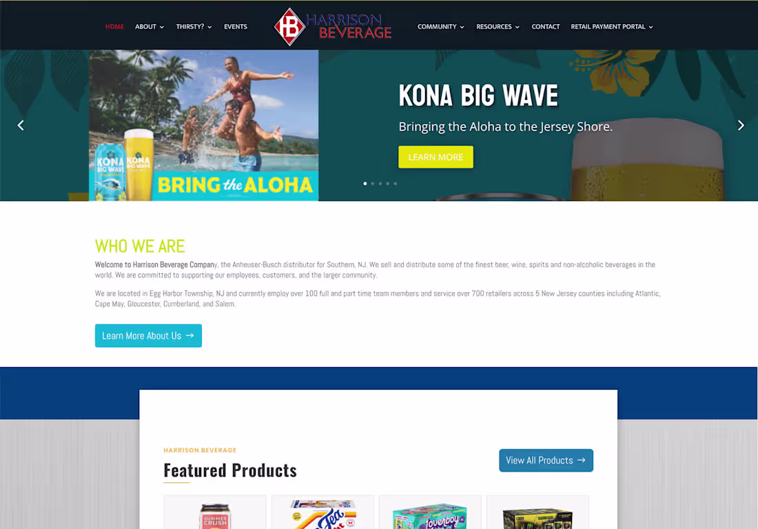 Cover image for Harrison Beverage - Website Design