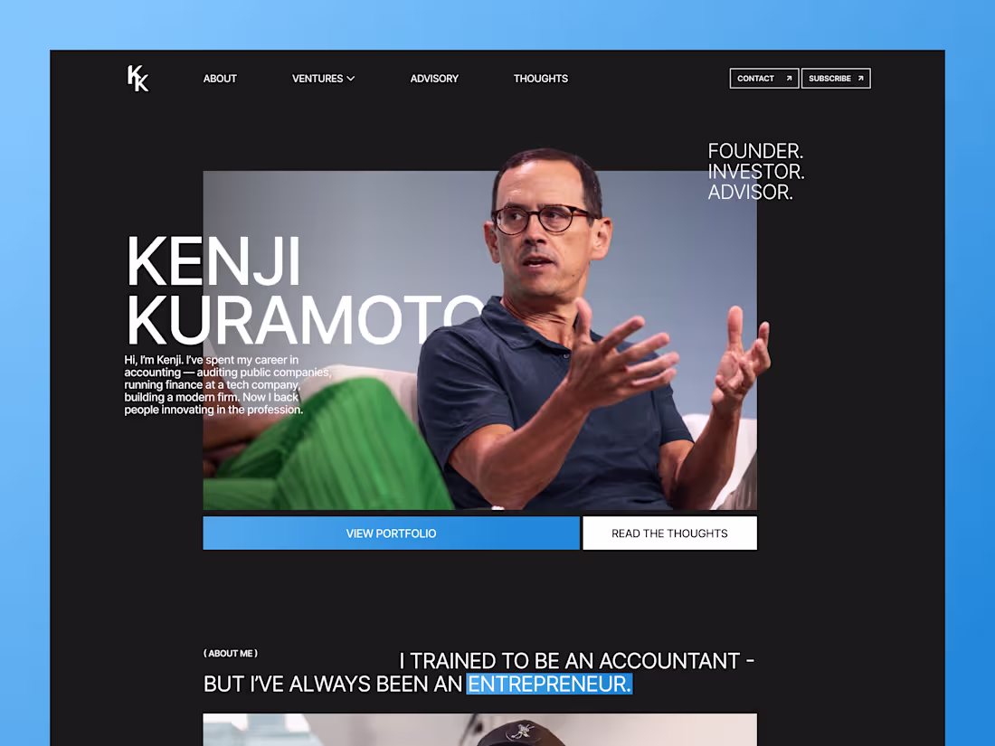 Cover image for Kenji Kuramoto Personal Website Framer Development