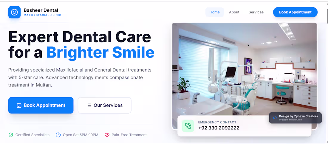 Cover image for Profesional Dental care clinic Website