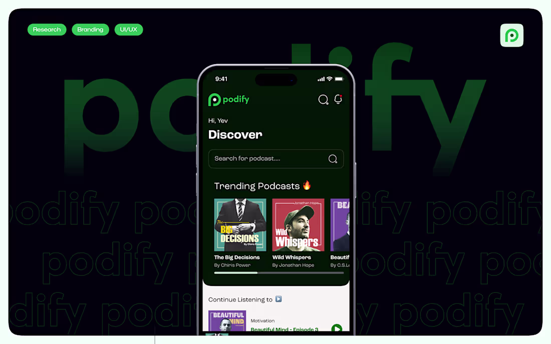Cover image for Podify - Podcast app design