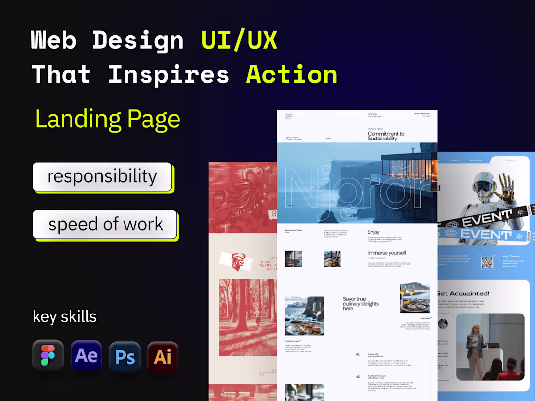 Cover image for Landing Page UI UX design: responsive, creative and modern
