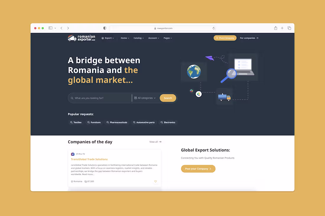 Cover image for 
RoExporter: Full-Stack Web Application for Global Trade