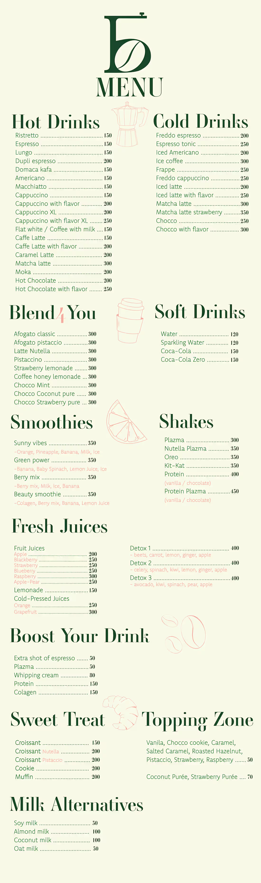 Cover image for Minimalist Menu + Brand Illustrations Blend Coffee Shop