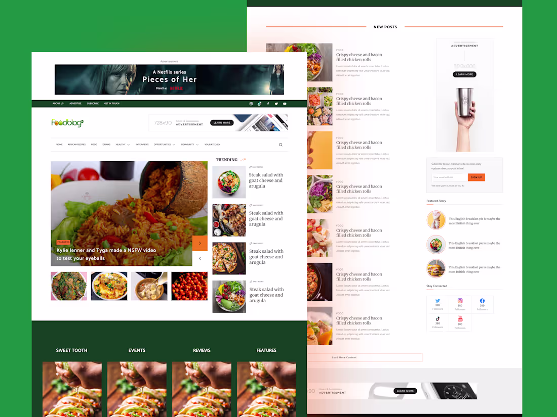 Cover image for FoodBlog – Modern Food & Recipe Website Template FoodBlog is...