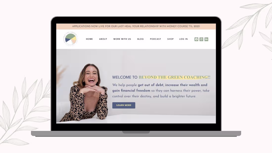 Cover image for Kajabi Website Rebrand for Beyond The Green Coaching