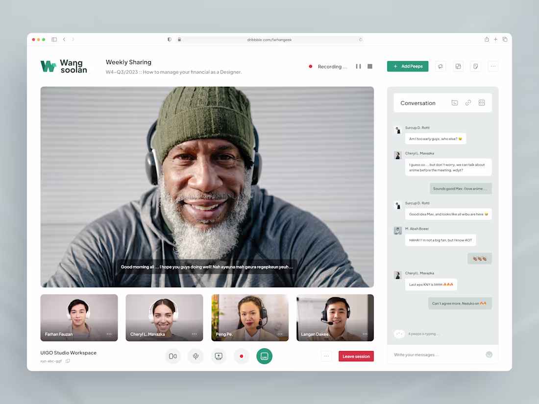 Cover image for Wangsoolan Financial - Video Conference UI Design