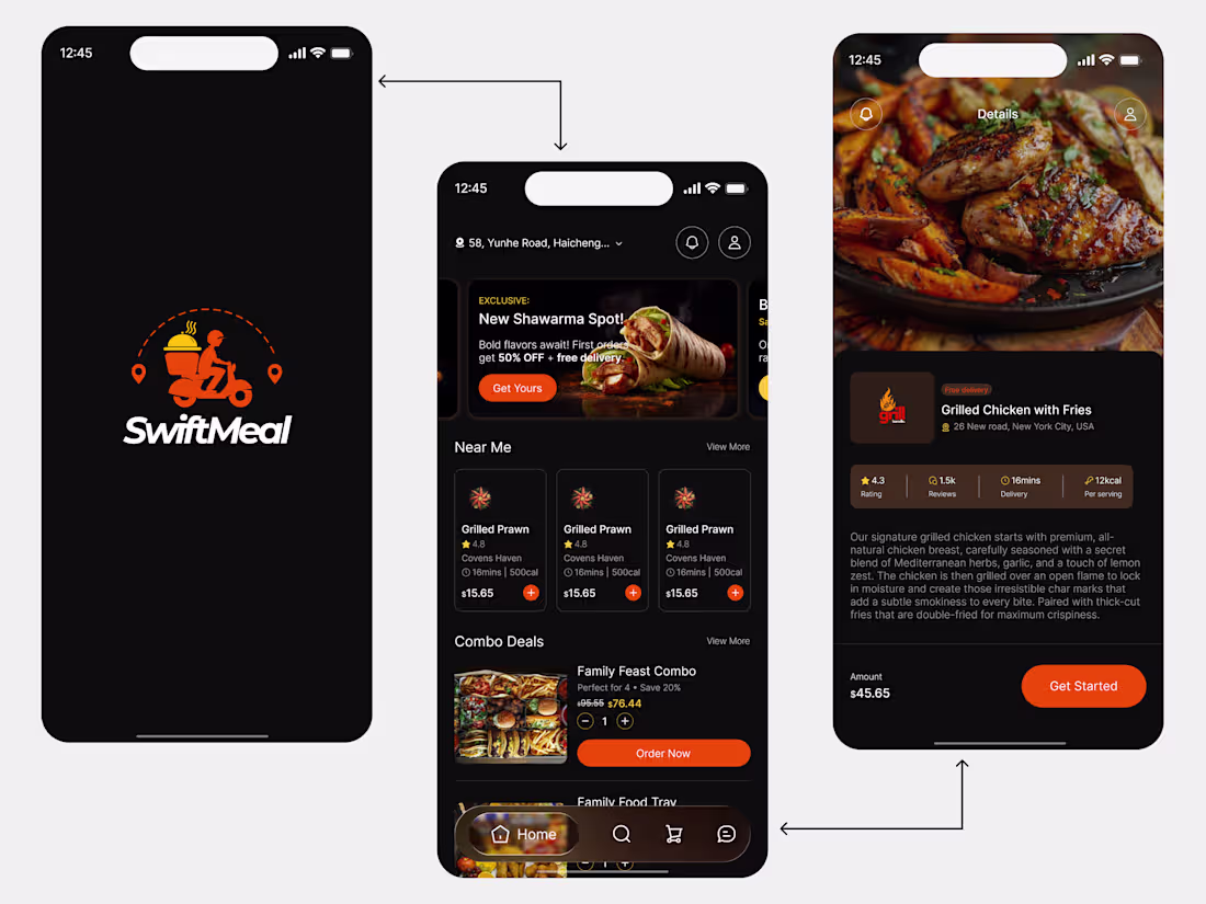 Cover image for Here’s a quick look of SwiftMeal mobile experience. From the...