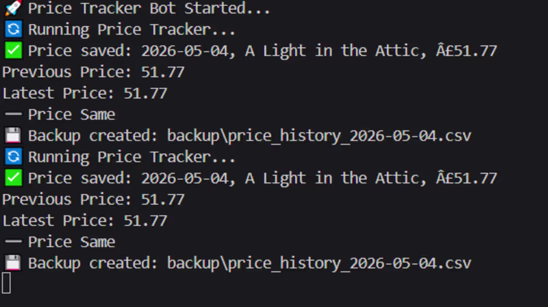 Cover image for ✅ Price Tracker Bot running