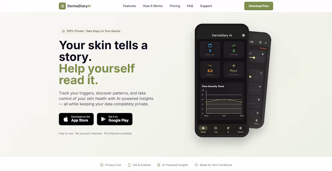 Cover image for DermaDiary AI - Use AI insights to improve your eczema