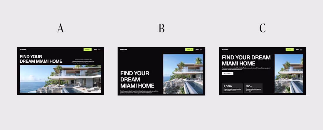 Cover image for Exploring some hero sections for my new real estate Framer t...