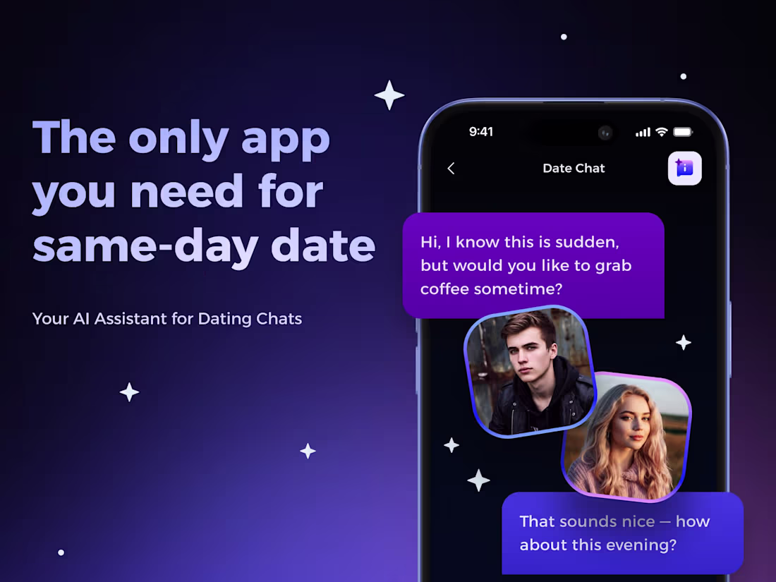 Cover image for AI Assistant for Dating - Mobile App UI/UX Design