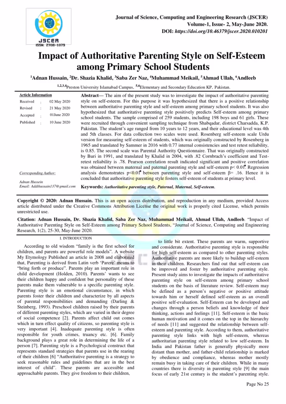 Cover image for Impact of Authoritative Parenting Style on Self-Esteem among Pr…