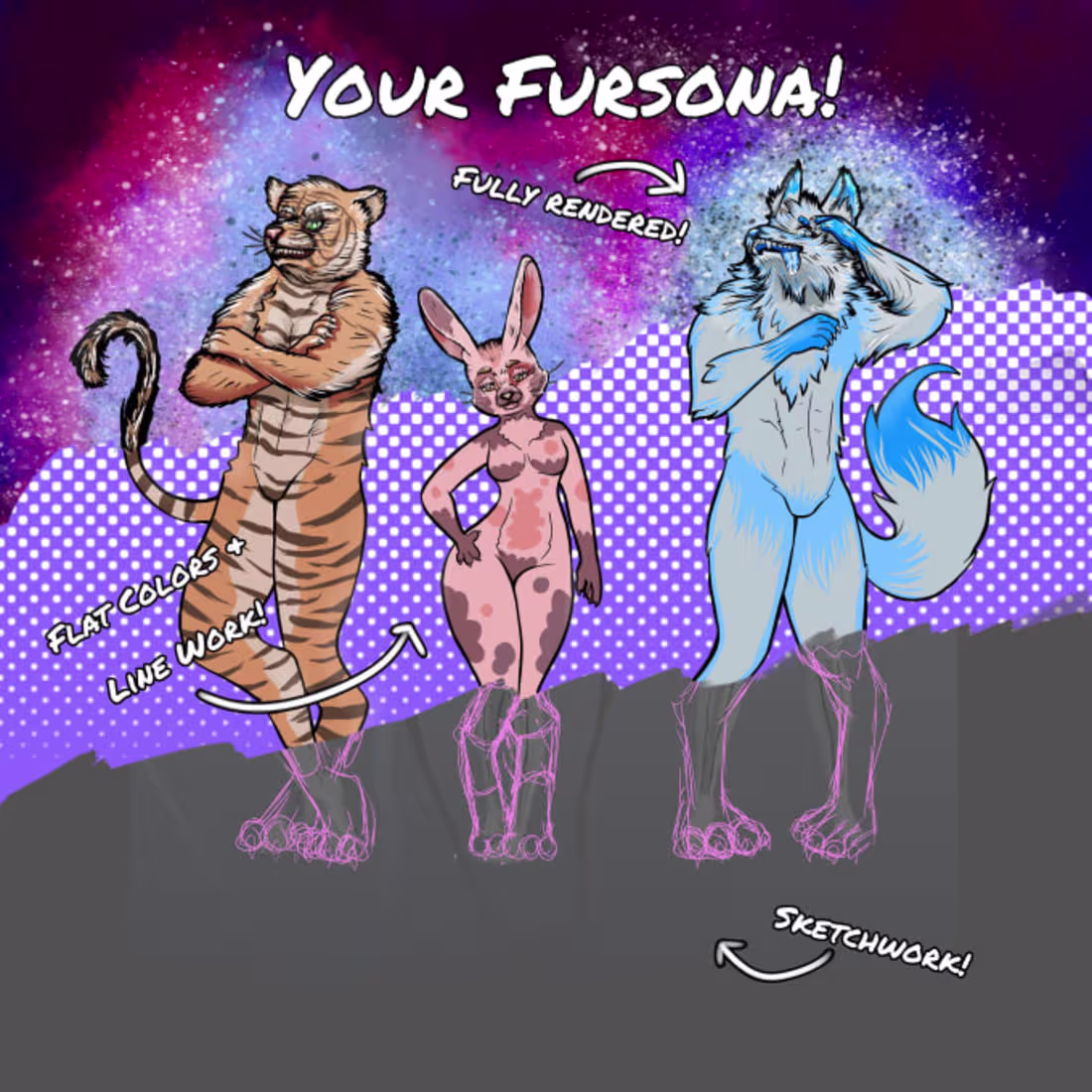 Cover image for I will illustrate your fursona in stunning vibrant color