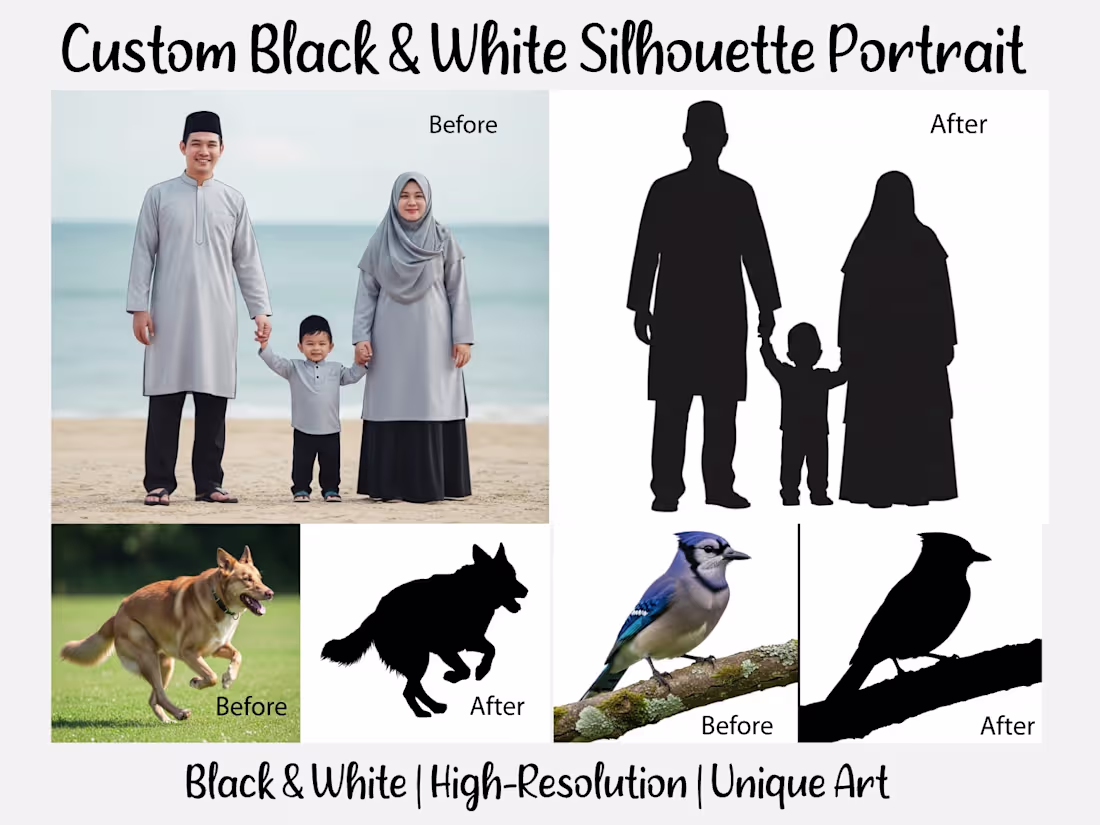 Cover image for Custom Black & White Silhouette Portrait from Your Photo