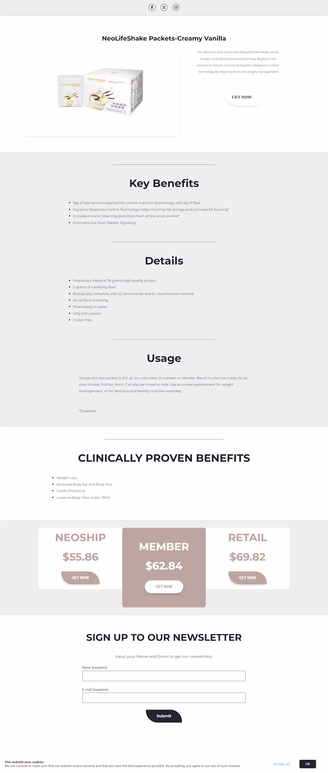 Cover image for NeoLife Shake Landing Page