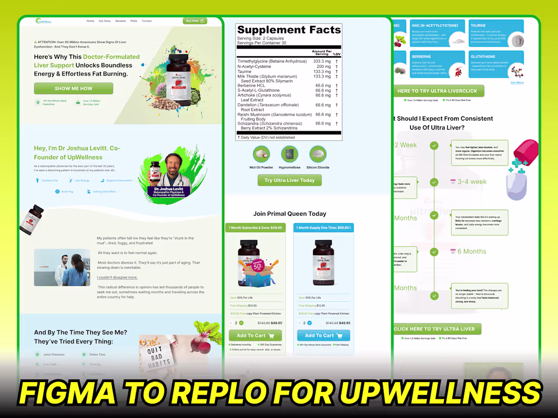 Cover image for Figma Design + Replo Development For Ultra Liver lander