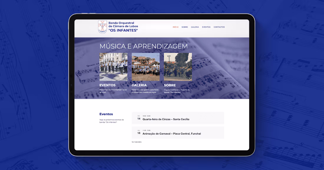 Cover image for Banda Orquestral de Câmara de Lobos "Os Infantes" Website Design