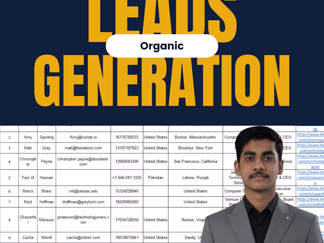 Cover image for Organic Lead Generation & Verified Contact List Building