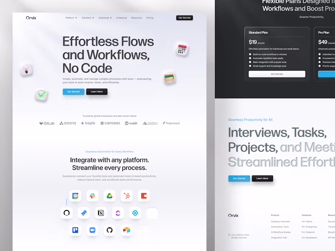 Cover image for Orvix - Productivity Landing Page
