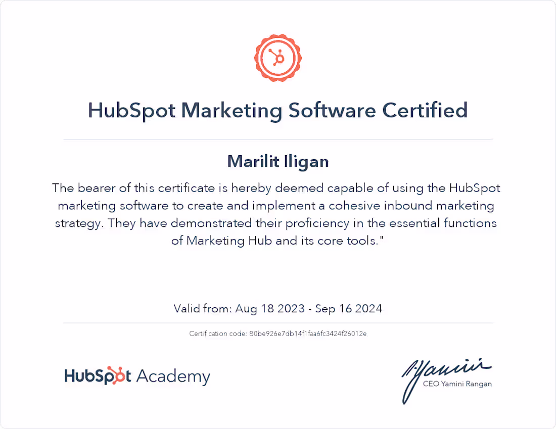Cover image for Hubsport Marketing Certified