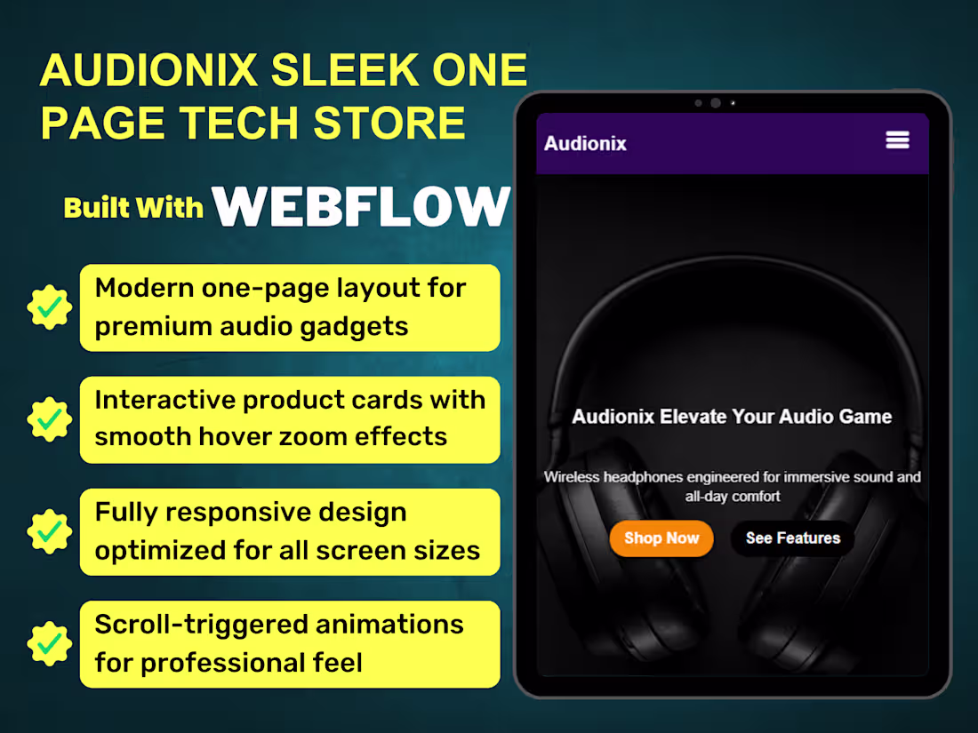 Cover image for One-Page Tech Gadget Store Build with Webflow