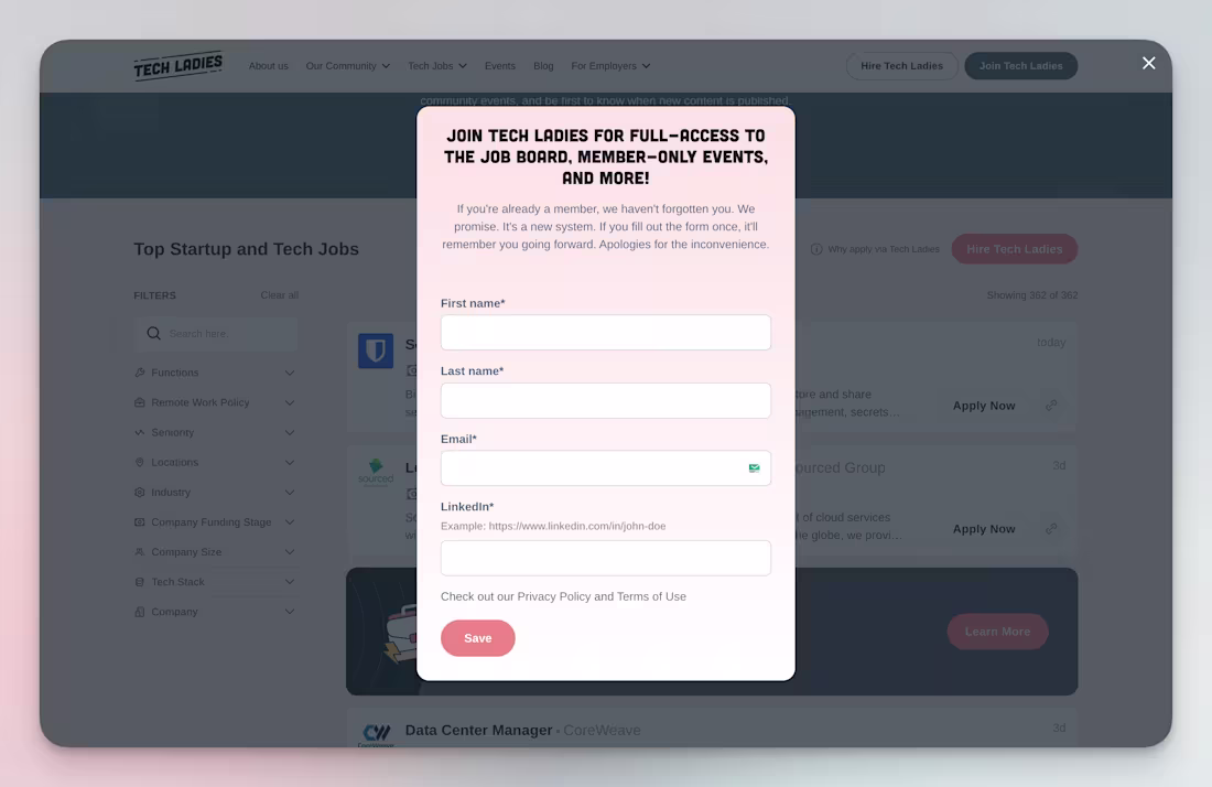 Cover image for Tech Ladies Job Board